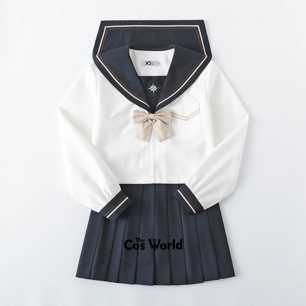 [Xue Qin Lu] Japanse Preppy Meisje Matrozenpakje Lange Mouw Tops Rokken Jk Schooluniform Klasse Studenten doek