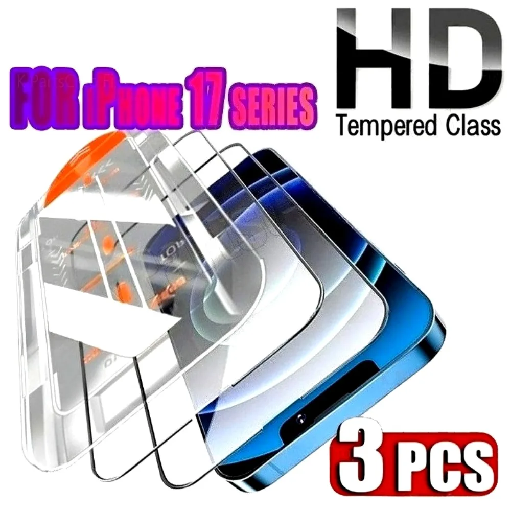 

3 шт. закаленное стекло Ultra HD для iPhone 17 16 15 14 Pro Max 16 15 14 Plus 13 12 11 Pro 17 Air Простая установка Защитная пленка для экрана
