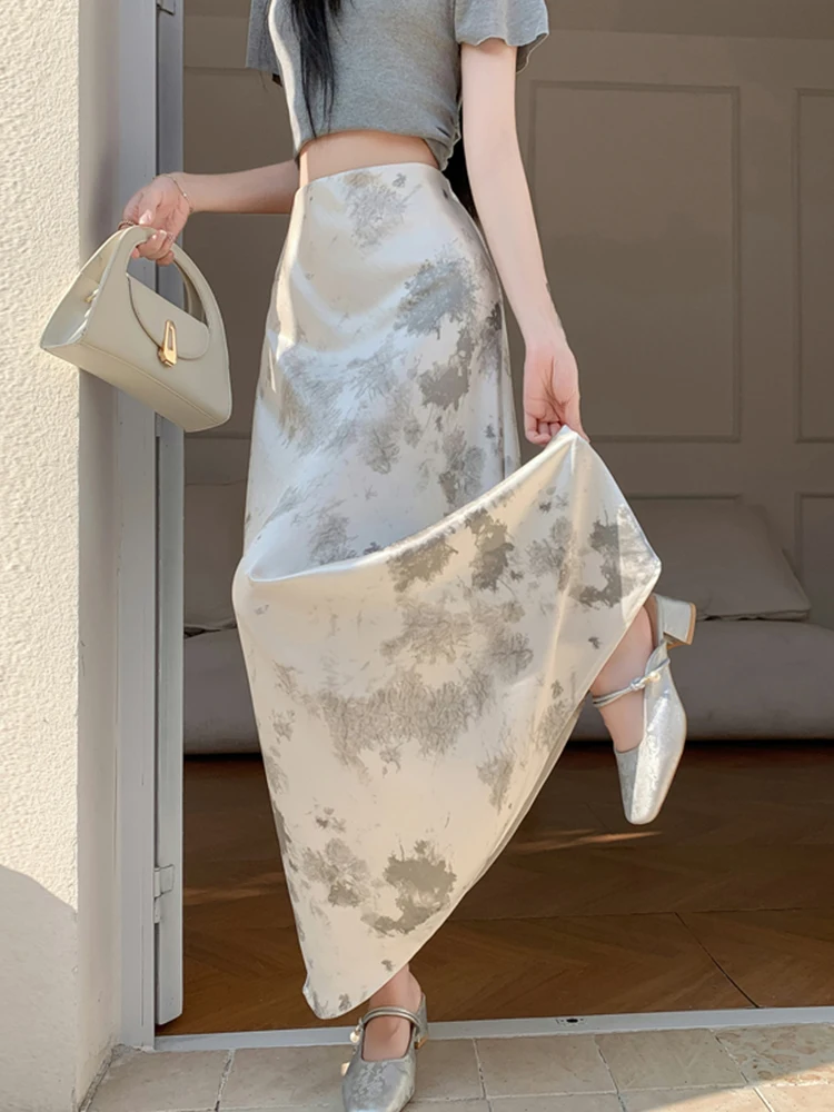 Gonna a trapezio sottile a vita alta estiva Gonna da donna allentata da strada alla moda femminile Gonna da donna attillata dolce chicly elegante da donna