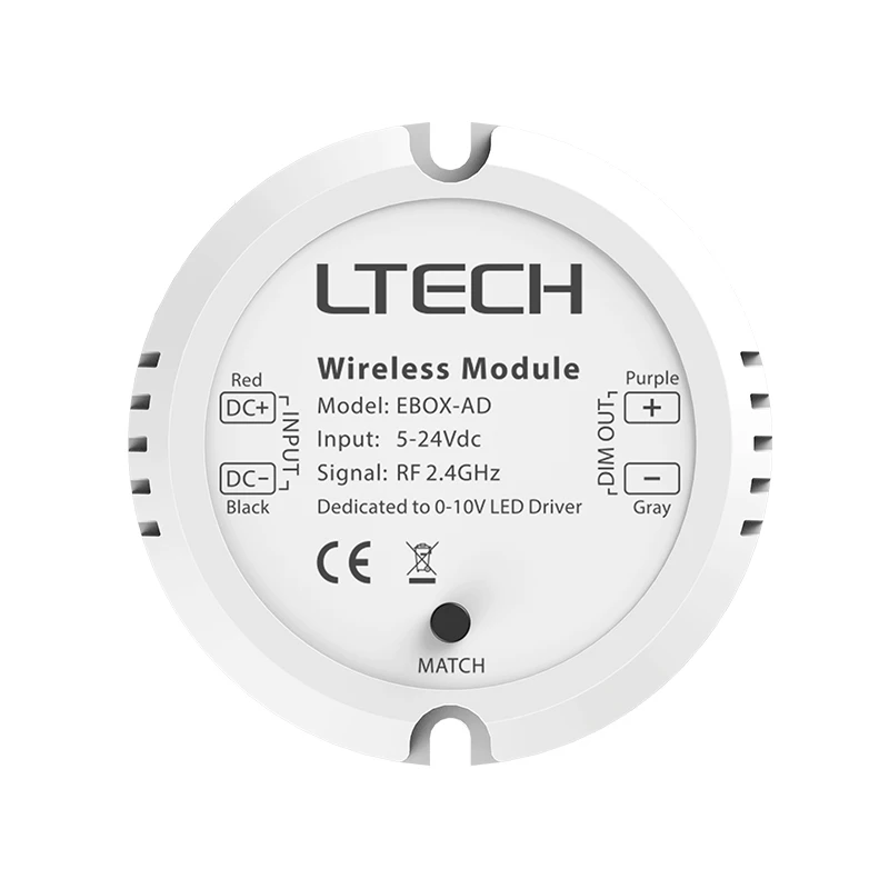 LTECH Led L-BUS Control System RF To 0-10V Wireless Module 5-24V RF 2.4GHz Signal Converter 10V PWM Dimmer EBOX-AD