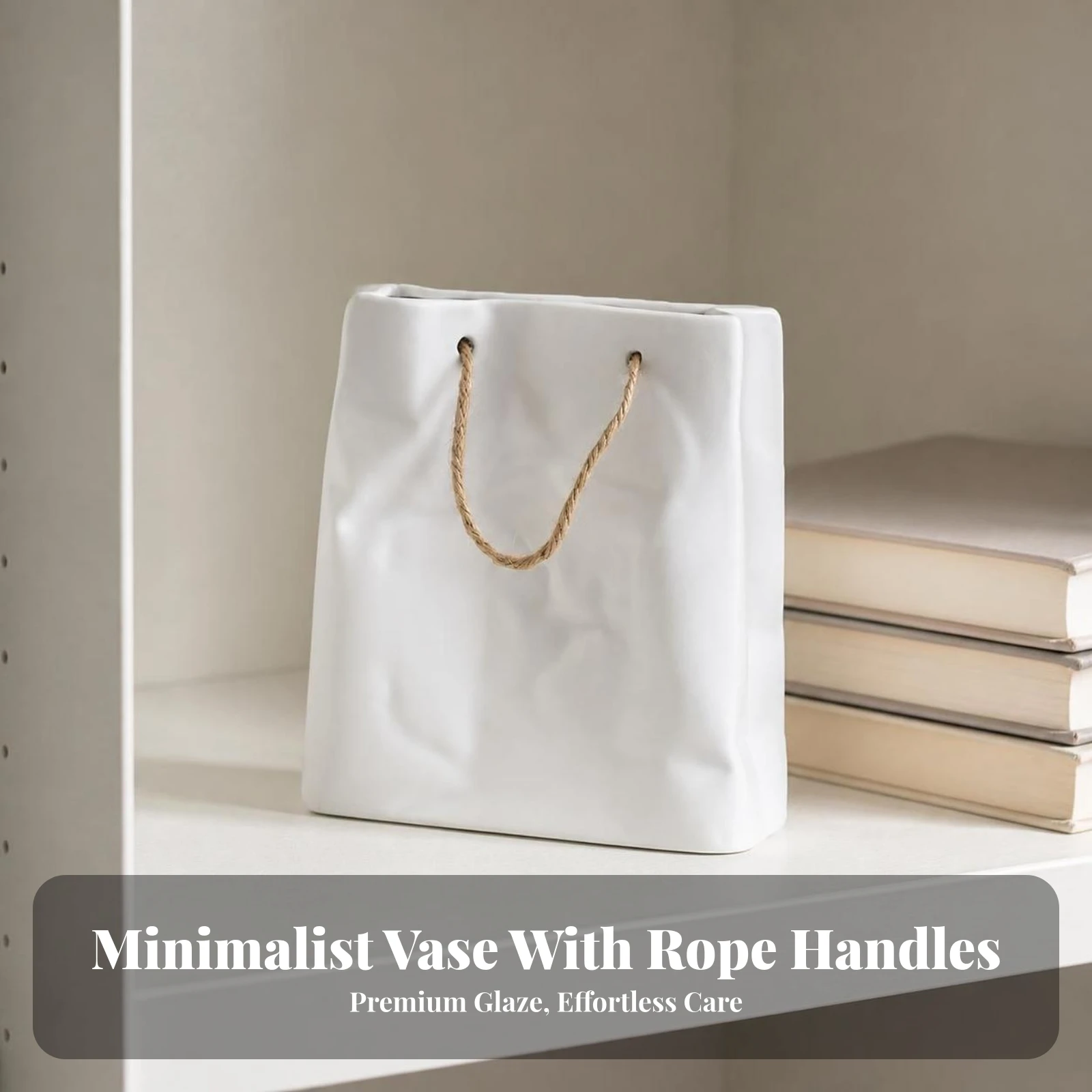 Tote Bag Vase Elegant Bag Shaped Vase Decorative Minimalist for Home Decor, Living Room
