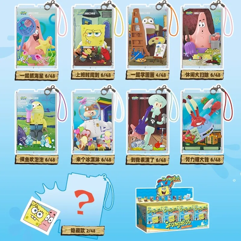 

Новинка 2025 года, Губка Боб, бикини, дневной строительный блок, игрушки, модель Kawaii, мультяшная собранная кукла, декоративная подвеска, модный подарок