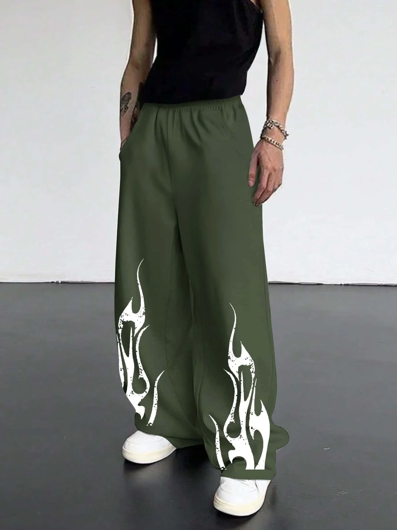 American Street Casual Sports Pants, Gothic Dark Style, Loose Fit, Unisex, Breathable Pants for Children and Couples.