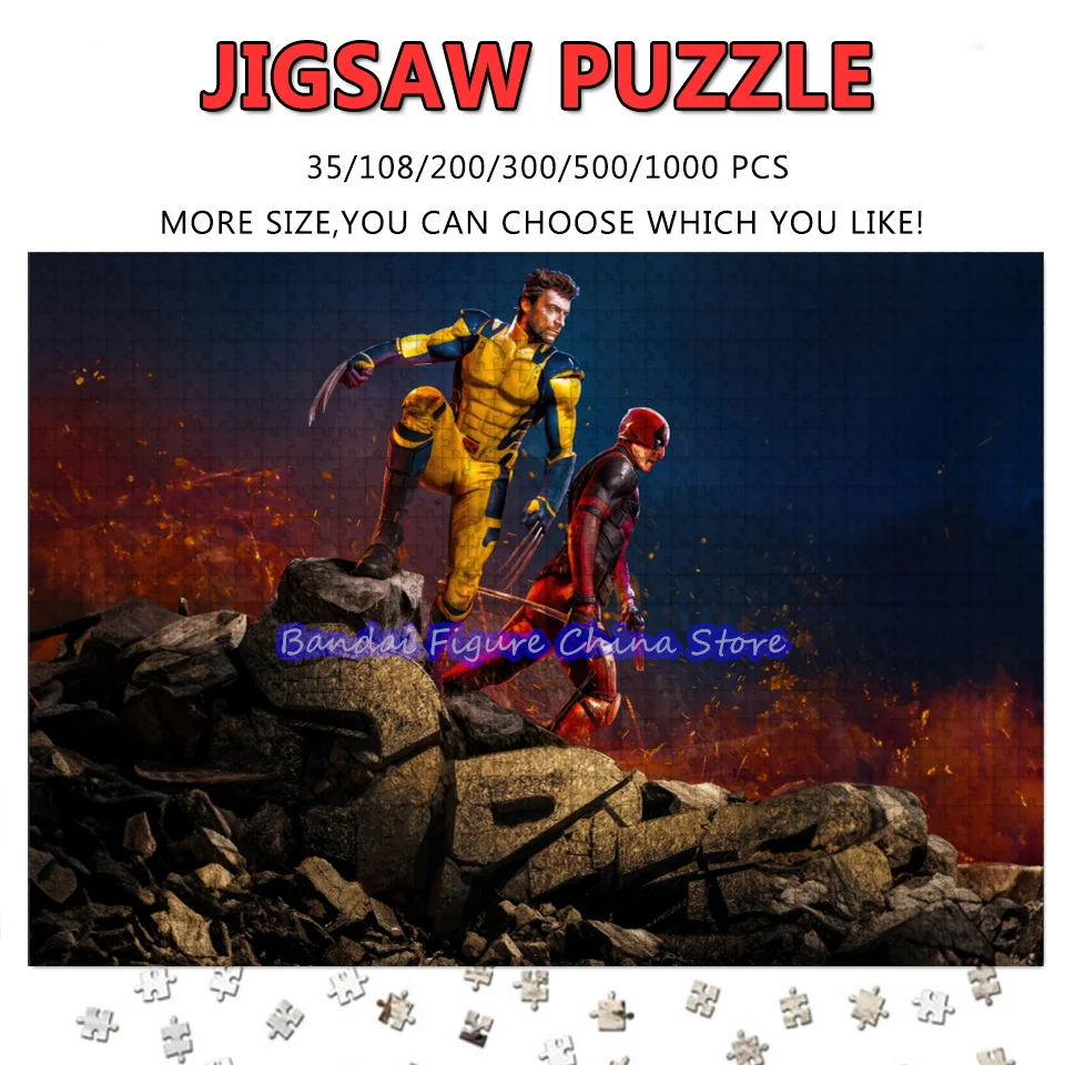 

Deadpool and Wolverine Disney Superhero Jigsaw Puzzles 108/200/300/500/1000 Pieces Movies Puzzles Decompress Educational Toys