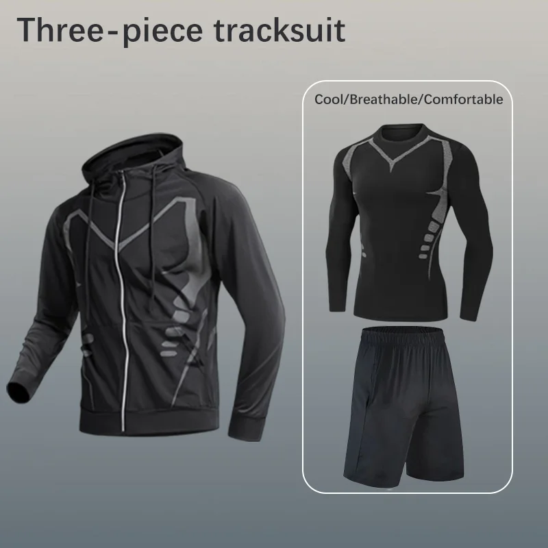 

Мужской спортивный костюм, спортивный костюм из трех предметов, спортивная одежда, модный спортивный костюм с цветными блоками, удобная дышащая одежда, одежда для спортзала