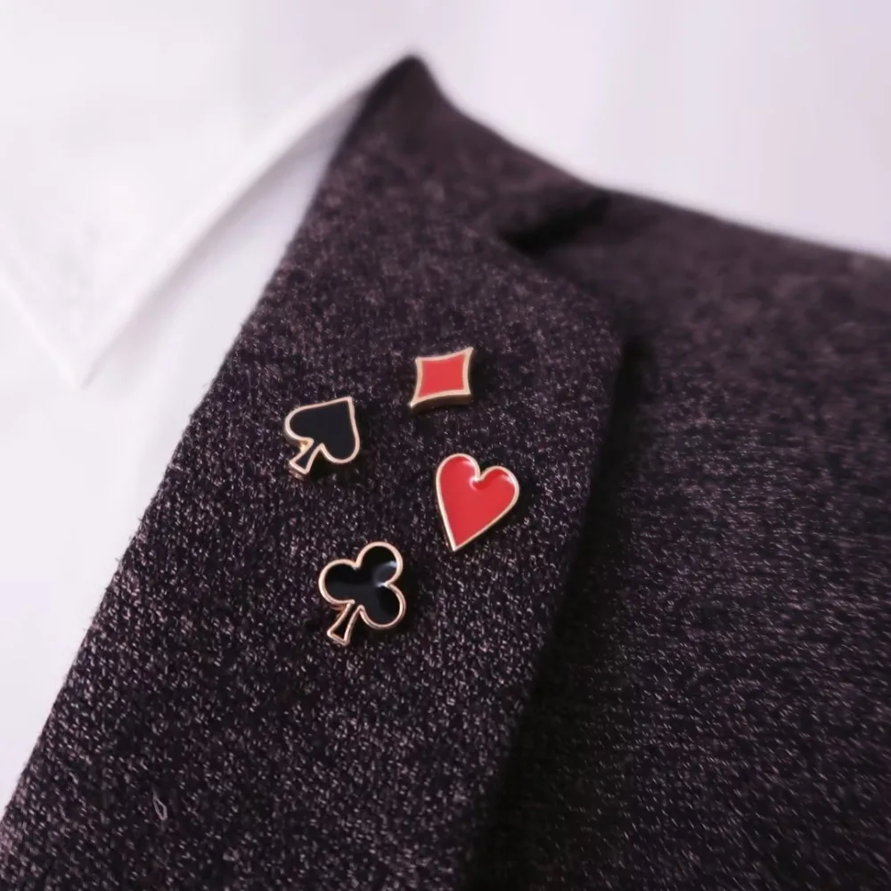 4pcs Funny Poker Cards Pins 