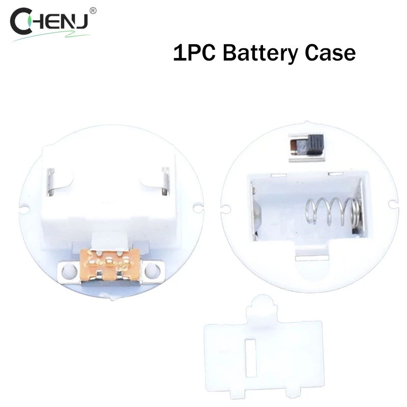 1pcs Holder Box Case With Switch Cover White Round Battery Case For AG13 / LR44 Battery Base Socket Organizer Holder