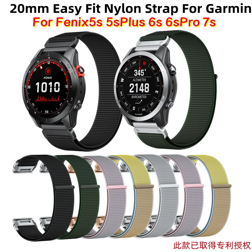 20mm Nylon Loop Easy Fit Strap Belt For Garmin Fenix5s/5sPlus/6s/6sPro/7s Replaceable Watch Band Instinct2s Bracelet Wristband