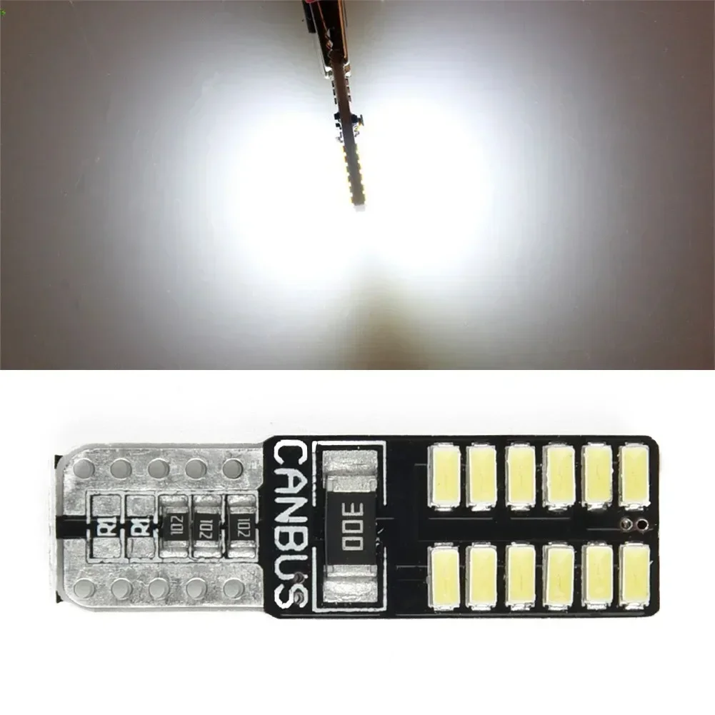 10pcs Car Canbus LED Number License Plate Light Bulb 3014 24SMD White 6500K Auto Interior Dome Reading Lamp DC12V