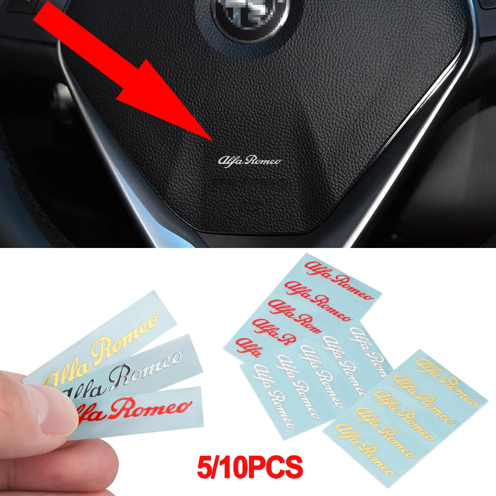 5/10PCS Nickel Metal Car Interior Emblem Decoration Stickers For Alfa Romeo Stelvio Giulietta Mito Giulia 159 147 GT Accessories