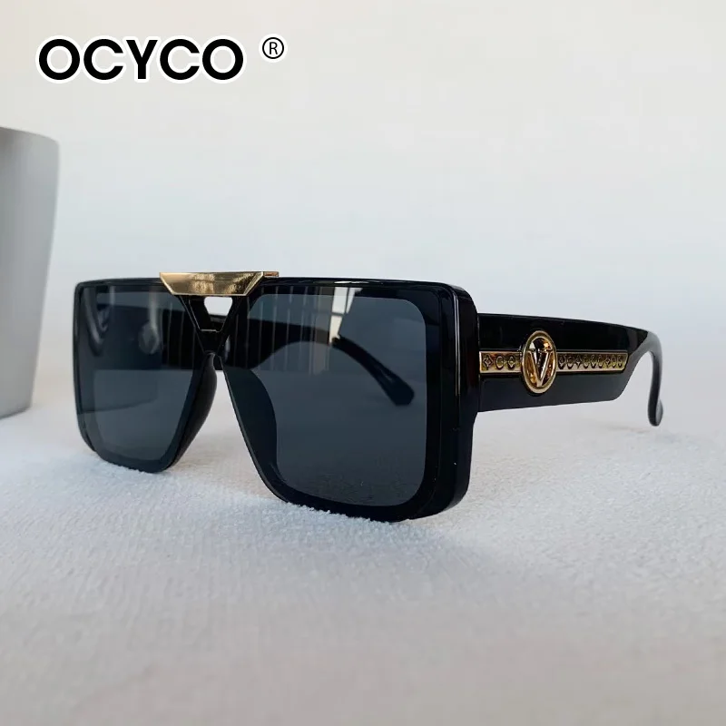 Vintage Quadratische männer Sonnenbrille Marke Designer Brief V Sonnenbrille Frauen Fahren Gläser UV400 Brillen – Detail 5