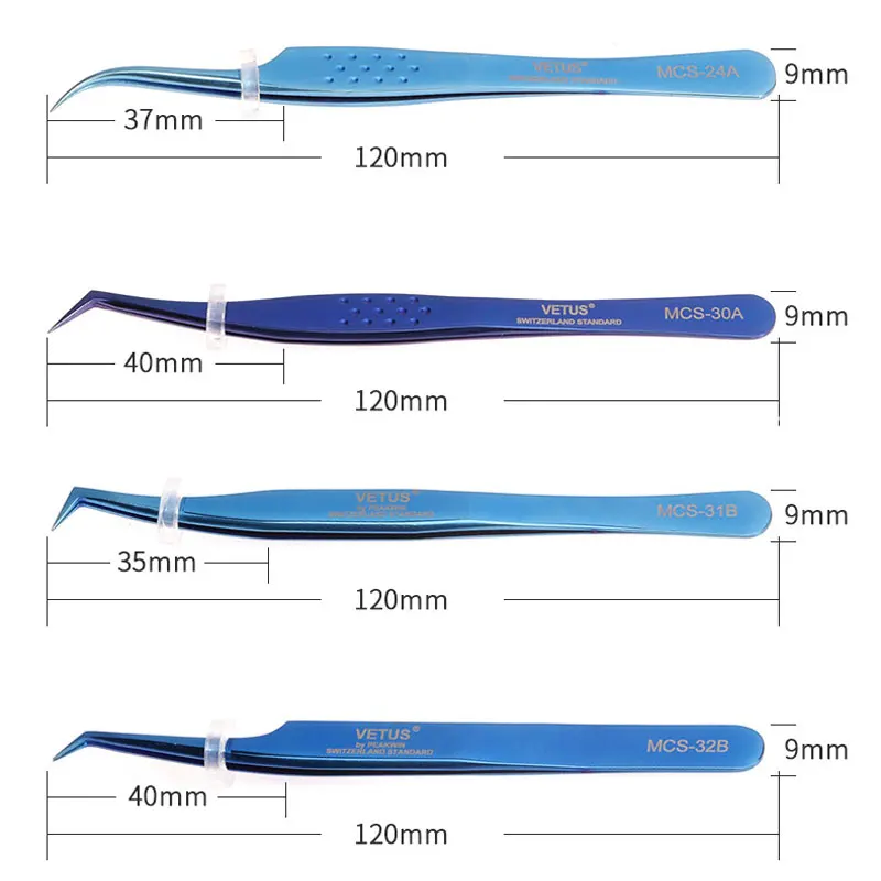 Lash Extension Fiber Tip Tweezers High Precision Stainless Steel Tweezers Anti-static Easy Fan Volume Eyelashes Makeup Tool