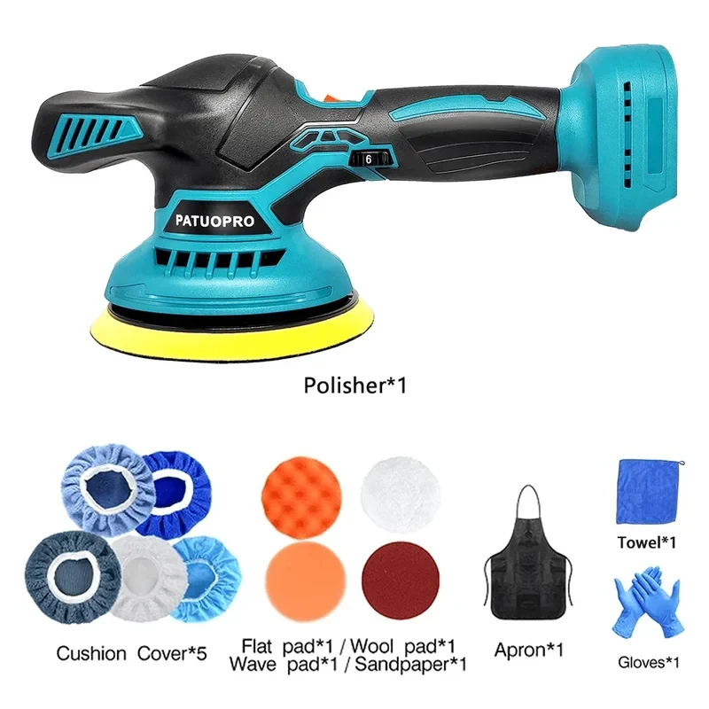 RUTI 150mm Cordless Rechargeable Buffer Polisher Portable Polishing Machine 6Gears Metal Waxing For 18V Battery(No Battery)