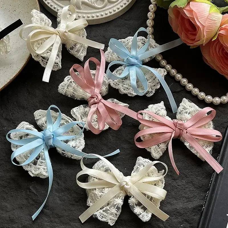 2 قطعة مجموعة القوس مقاطع الشعر للفتيات أزرق أحمر أسود القماش دبابيس الشعر الجانب الانفجارات المشابك الشريط اكسسوارات للأطفال