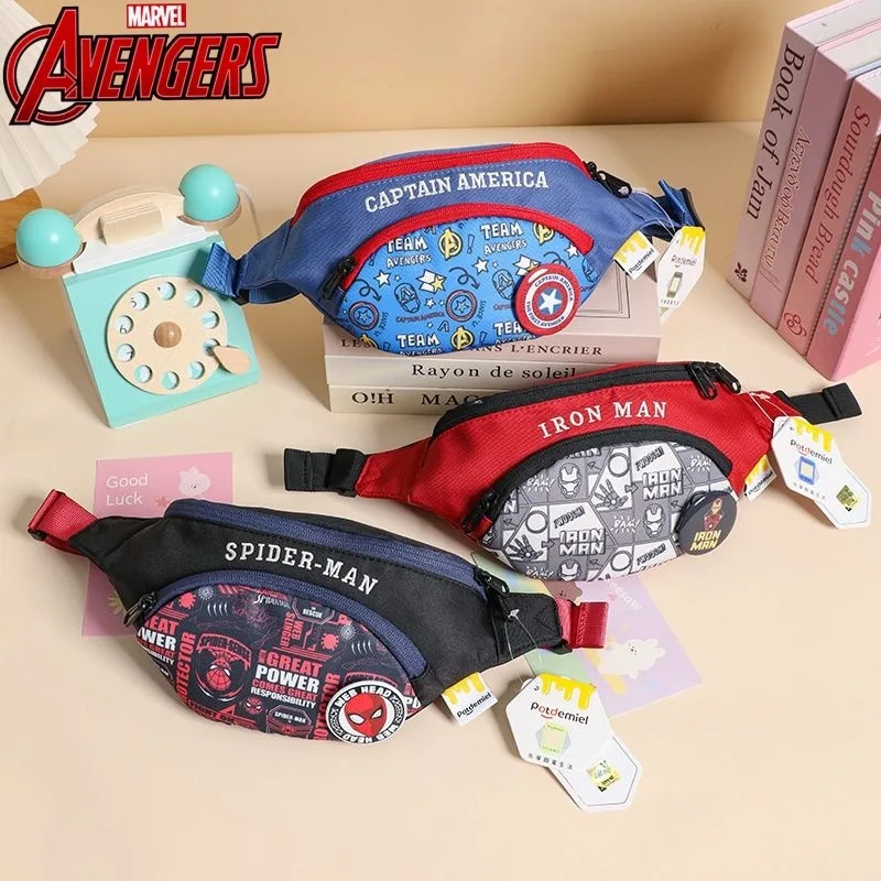 

Marvel Spider-Man, Iron Man, Captain America Anime Cartoon Super Cool Waist Bag Creative Portable Large Capacity Crossbody Bag