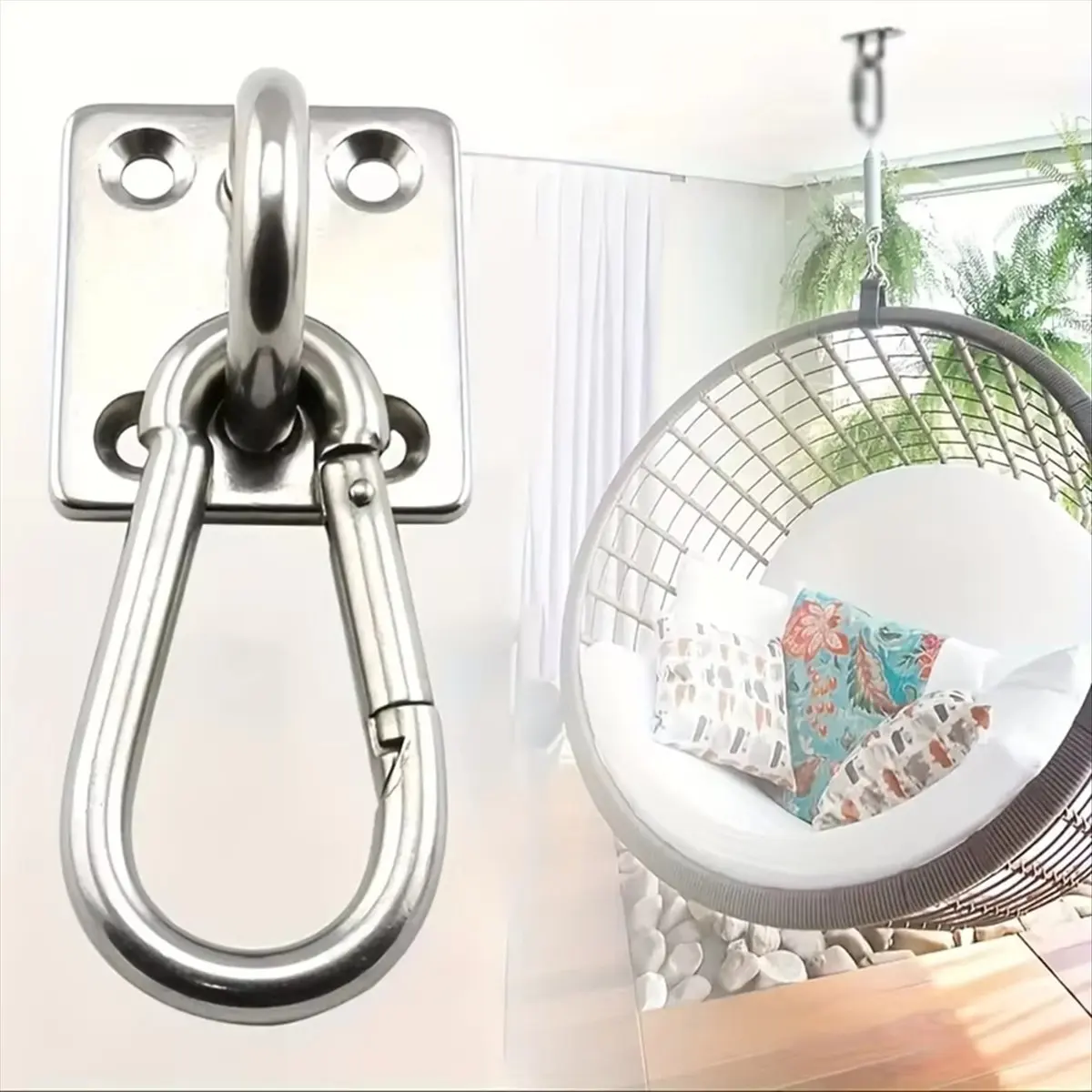 DT1035 TRENDY~Stainless Square Heavy Duty Ceiling Hook Wall Mounted Hook for Yoga Swings Hammocks Bracket Hardware Tool