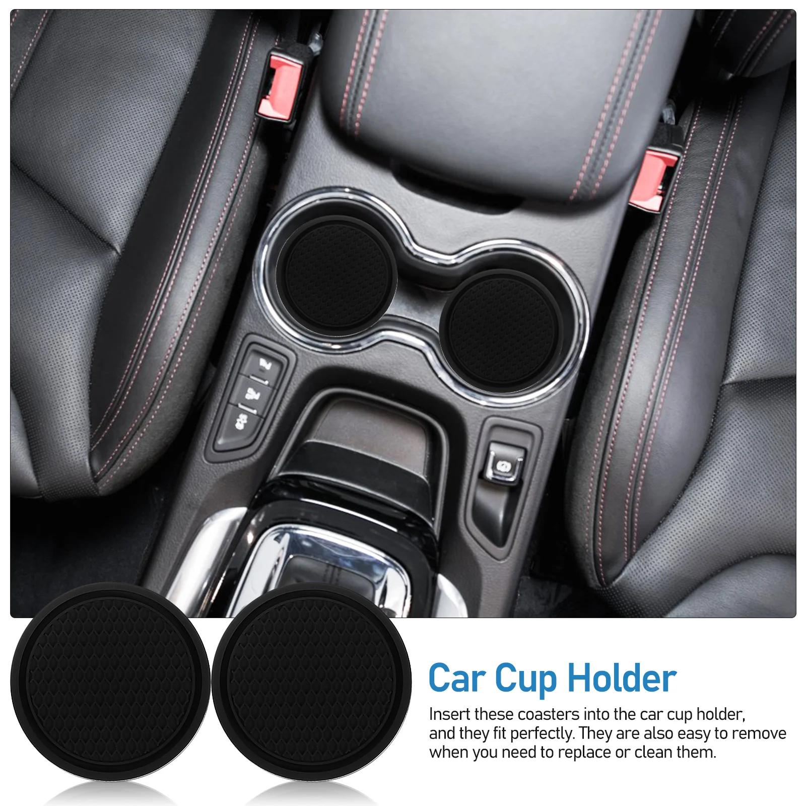 

2pcs Non-Slip Silicone Water Coasters For Car Cup Holders Durable Universal Vehicle Interior Mats Removable Drink Coaster