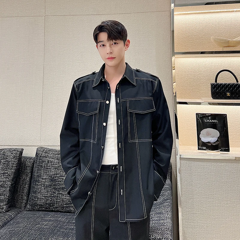 

Осенняя новая рабочая одежда Sle Long Sve, мужская джинсовая куртка с большими кетми Pred Line Design, повседневная молодежная 2)