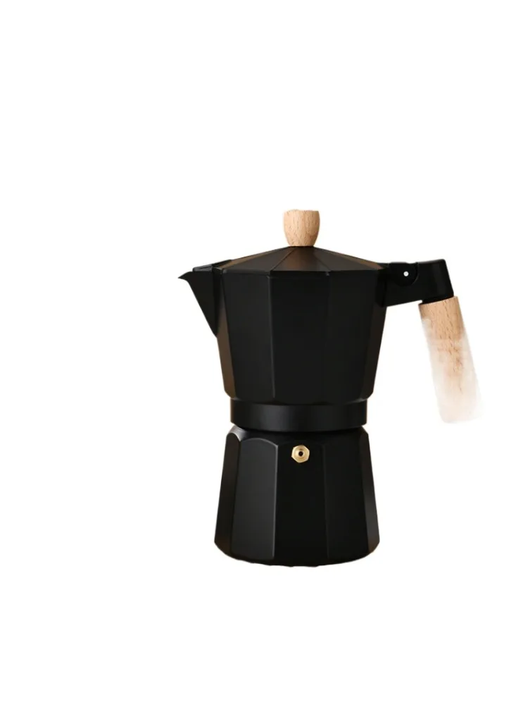 

New beechwood handle coffee pot; Italian portable outdoor coffee maker; spray-colored pour-over kettle.