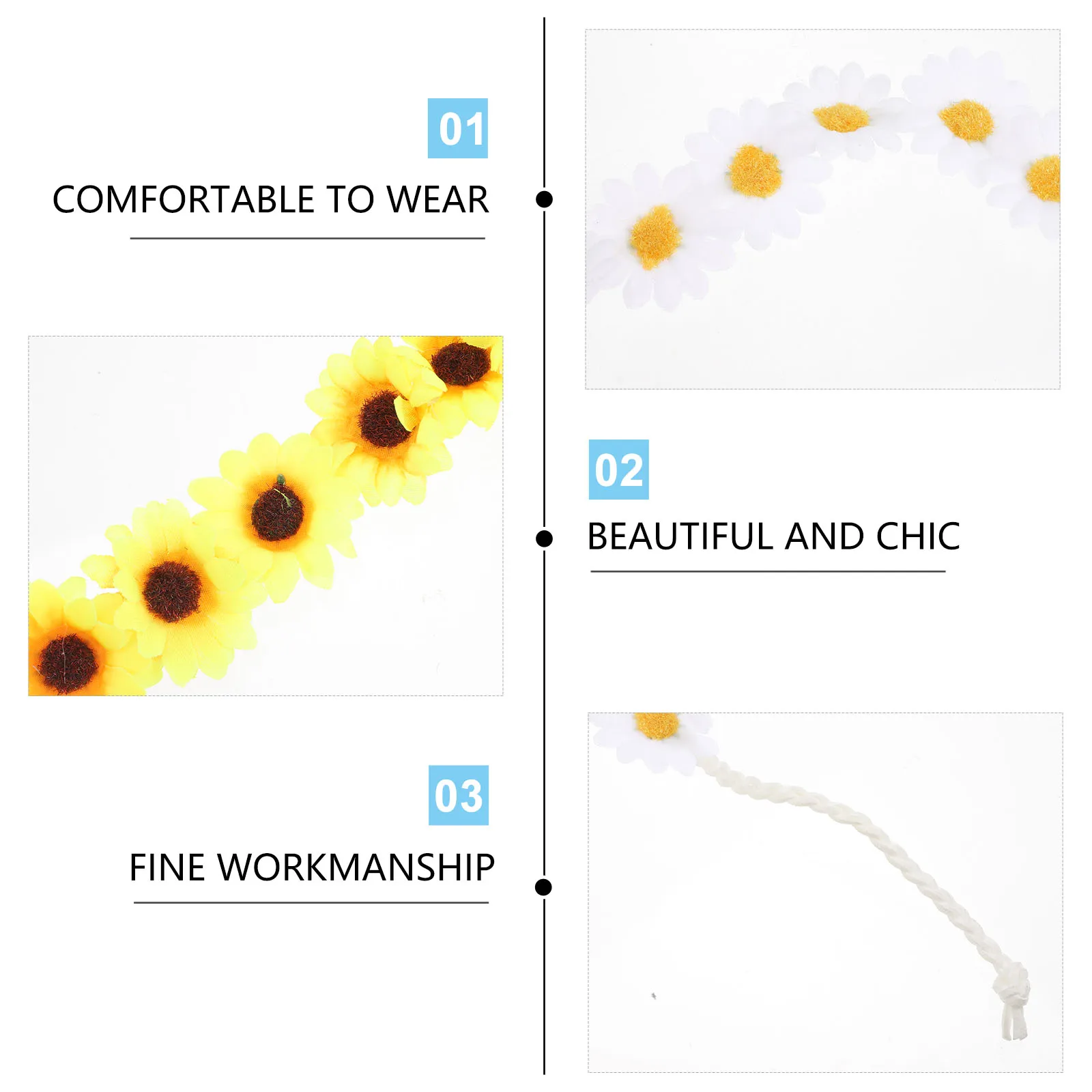 

2 Pcs for Simulated Sunflower Headband Floral Headbands Women Bride Headpiece