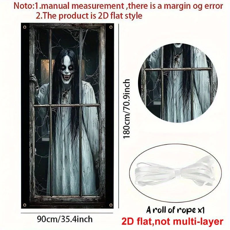 2D-Türbanner, Halloween – Langlebiges Polyestermaterial für Innen- und Außendekoration, geeignet für Spukhäuser. – Detail 3