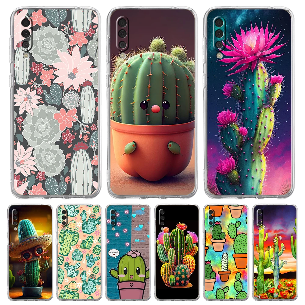 

Plant Cactus Transparent Phone Case for Samsung Galaxy A12 A50 A52 A70 A40 A10 A20 A30 A02 A03S A04 Cover Silicone Shell Capas