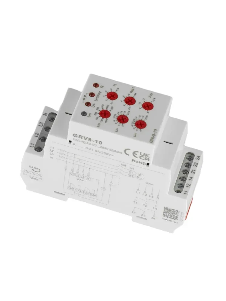 Over Voltage Protection 3Phase Relay 36*64*95mm Monitoring Relay 2 C O Output Adjustable Time Delay For Single-Phase Motors