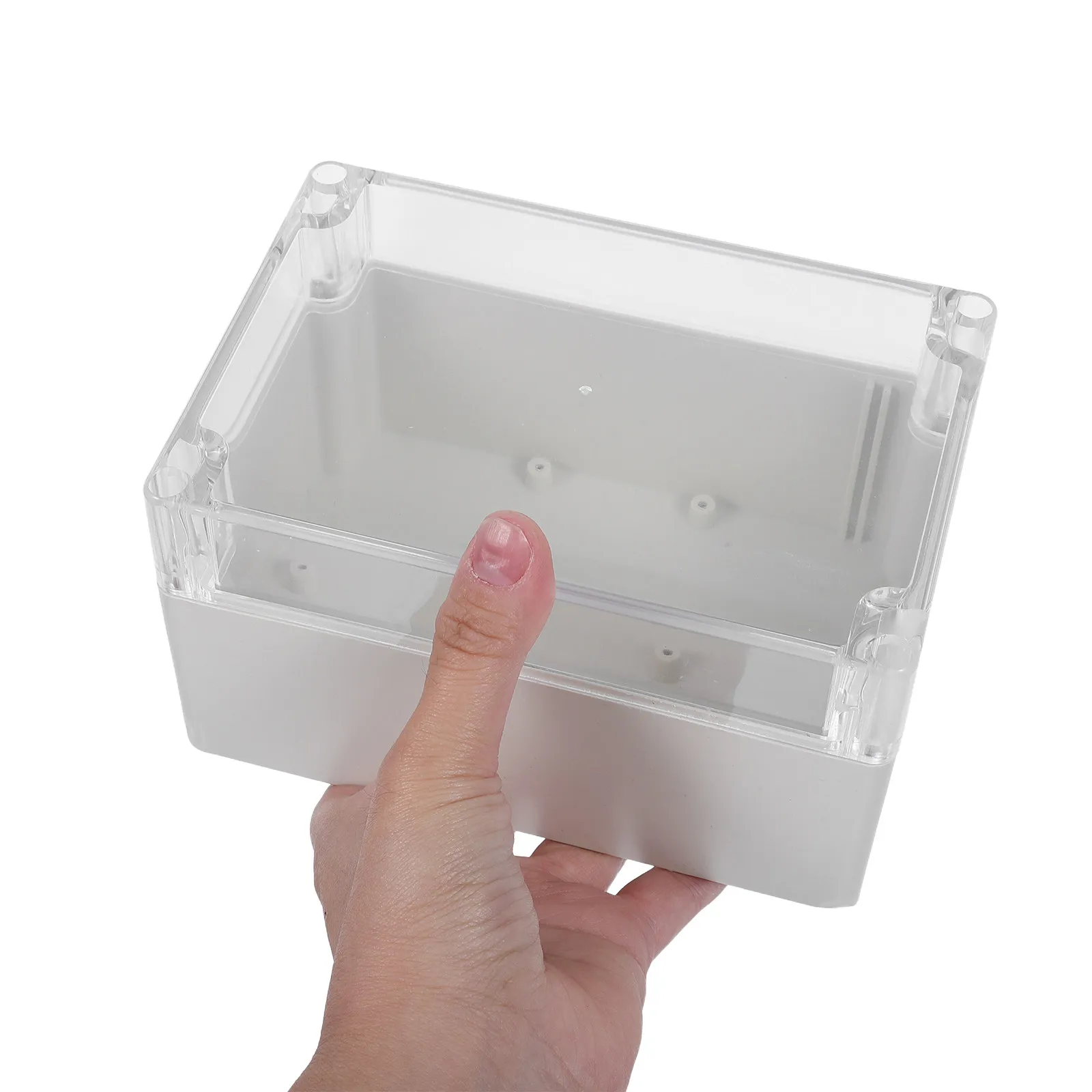 Waterproof Electrical Junction Box Plastic Enclosure Hinged Clear Cover Outdoor Wiring 6.30x4.33x3.54 Inch Weatherproof
