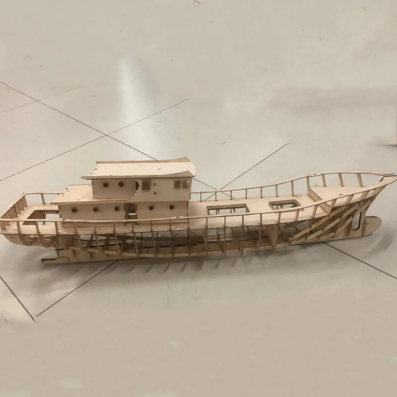 Barco teledirigido de 89cm, modelo de barco de pesca con Control remoto de Zhejiang, estructura de madera, Kit de modelo de barco RC, barco de juguete, regalo para niño