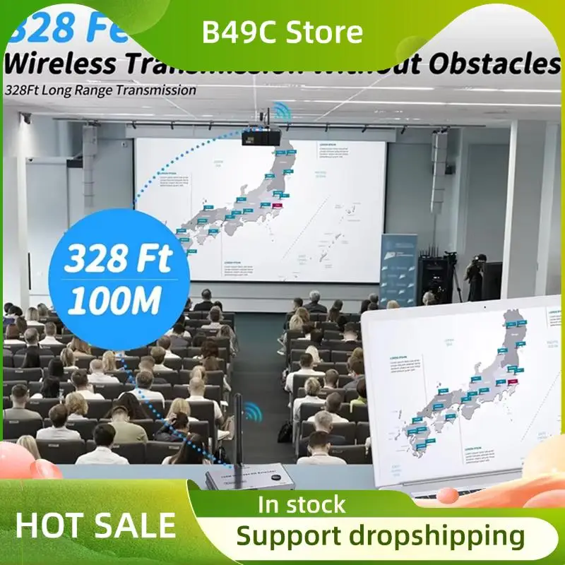 

B49C Беспроводной удлинитель 100 м Беспроводной HD-передатчик Приемник экрана Wi-Fi Дисплей Поддержка зеркала нескольких устройств