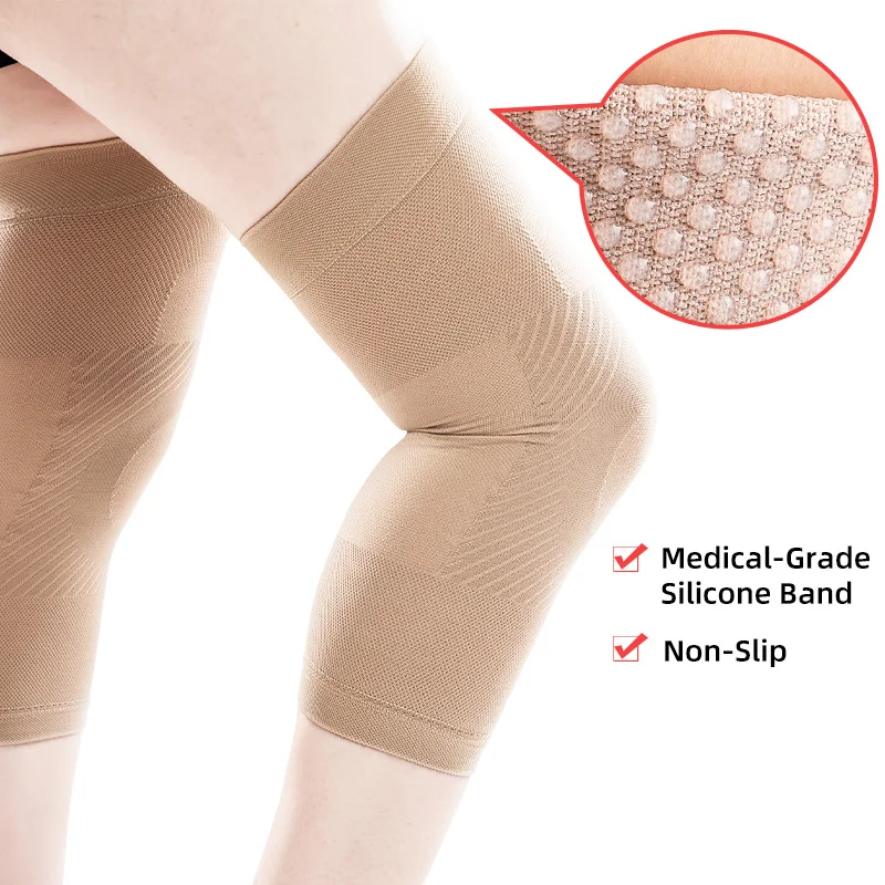Legbeauty Homens Mulheres Joelho Envoltório Brace Suporte Fitness Elastic Medical Compressão Joelho Pad Manga com Silicone Band