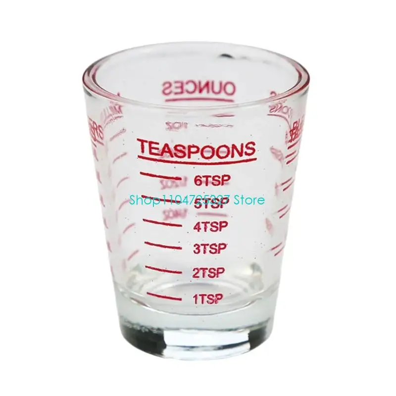 D8KF Glass Measure Cup with Four Printed Scale, 1oz 2TBS 6TSP 30ml for Portioning Small Liquid Ingredient Before Mixing or