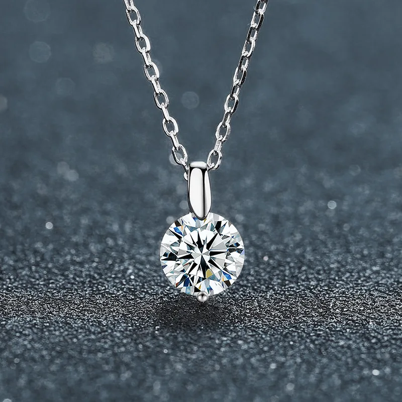 S925 الفضة الذهب الأبيض مطلي 1CT D اللون حورية البحر المسيل للدموع مويسانيتي قلادة قلادة للنساء ، أنيقة غرامة مجوهرات هدية