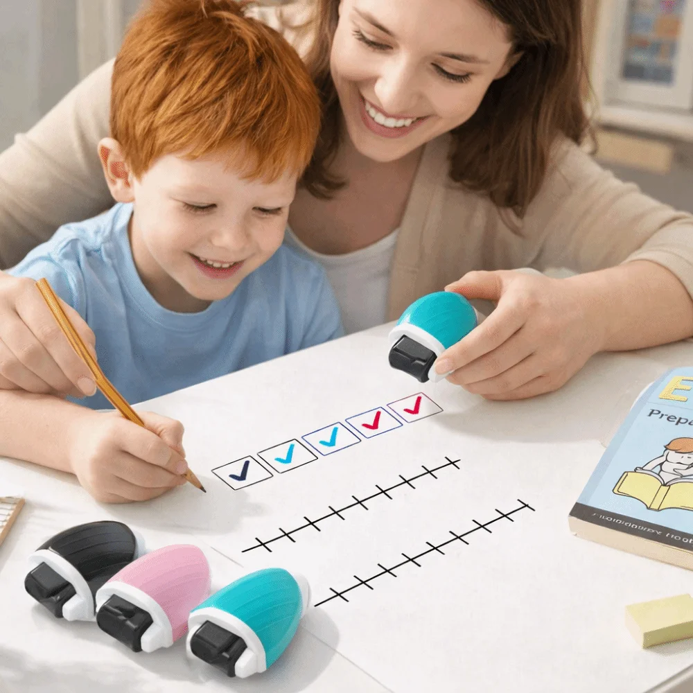 Double Line Grid Teaching Seal English Case Number Roller Roller Stamp Reusable Equal Equation Grid Roller Seal