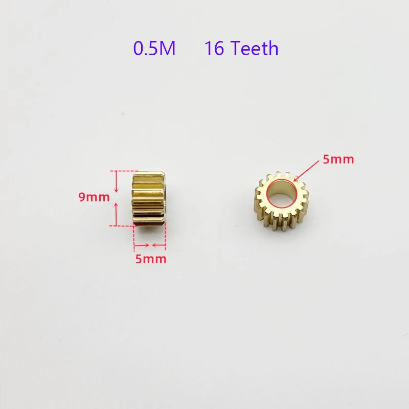 0.5M Modulus Motor Brass Gear 8/9/10/11/12/14/15/16 Teeth Metal Gear Fit 2mm 2.3mm 3mm 5mm Shaft for 130/380/555/775 motor