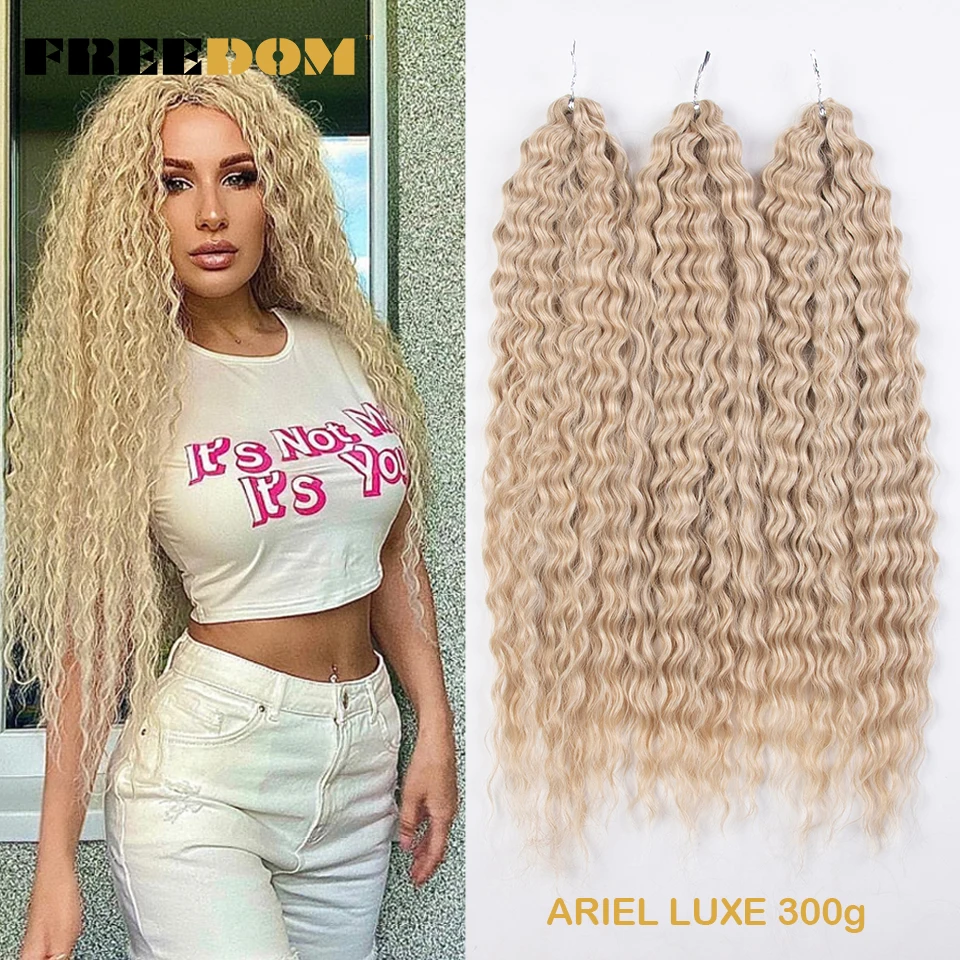 FREIHEIT Synthetische Twist Häkeln Lockiges Haar Ariel Wasser Welle Braid Haar Ombre Blonde Braun Grün Blau Flechten Haar Verlängerung