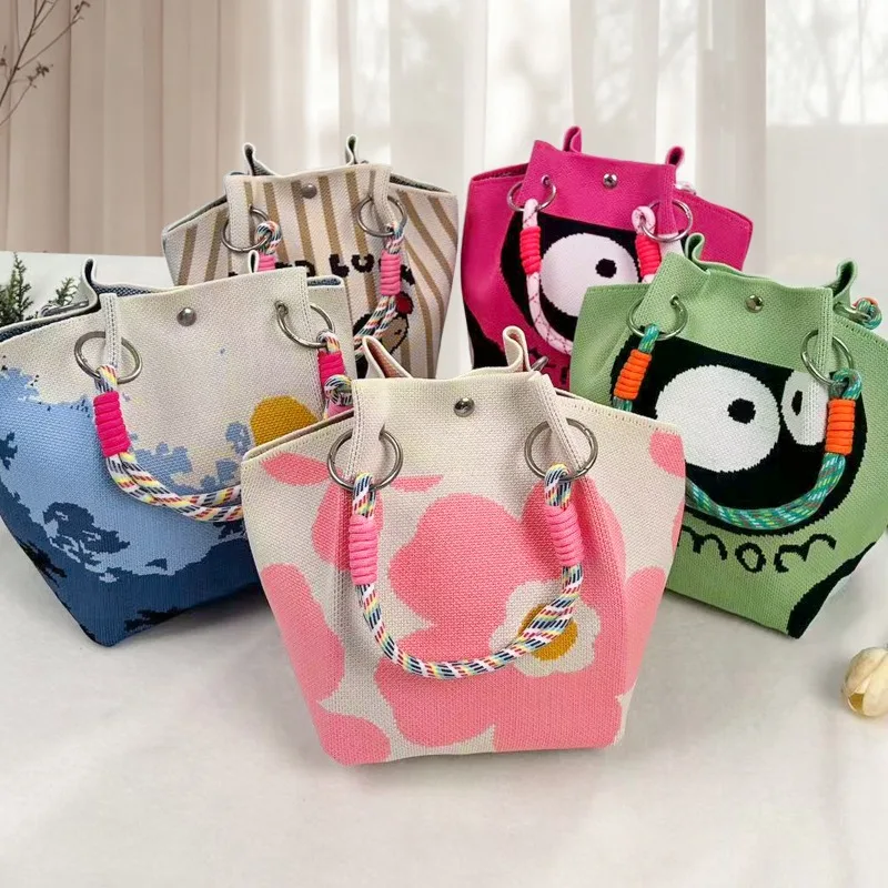 

1pcs Korean-style jacquard knitted women's bag - women's business shoulder bag - portable handbag