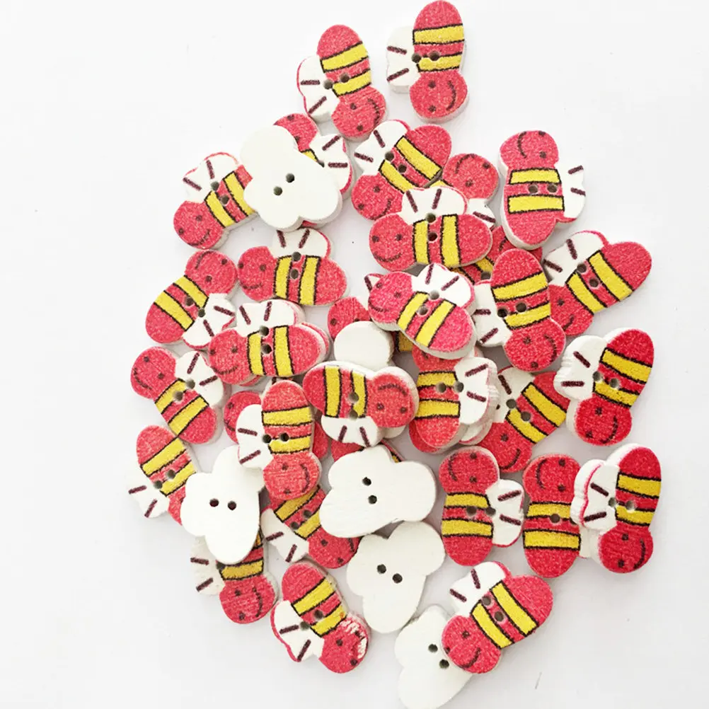 

100 шт. деревянных пуговиц в форме пчелы, яркие материалы для рукоделия, для шитья, декора, скрапбукинга, фоторамок, открыток, книг