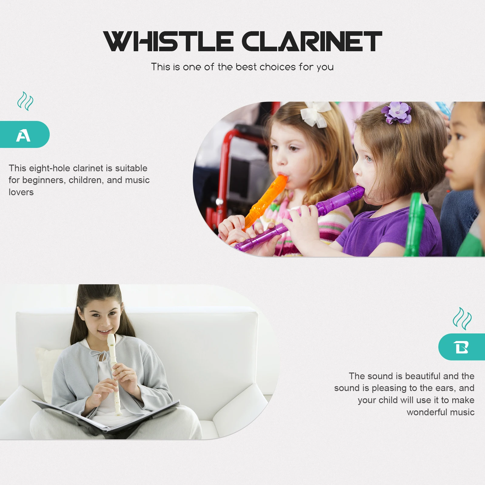 

C Major Soprano Recorder 6 Hole Clarinet Musical Instrument High Pitch Flute Irish Whistle Toys Kids Beginners