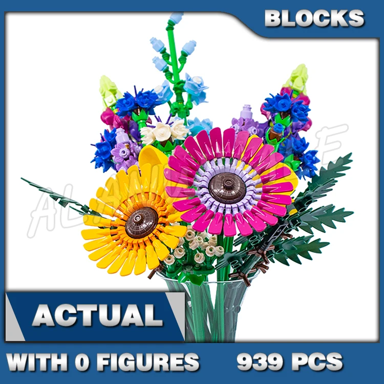 

939pcs Creator Expert Wildflower Bouquet Indoor Flowers Botanical Collection 99033 Building Blocks Toys Compatible With Model