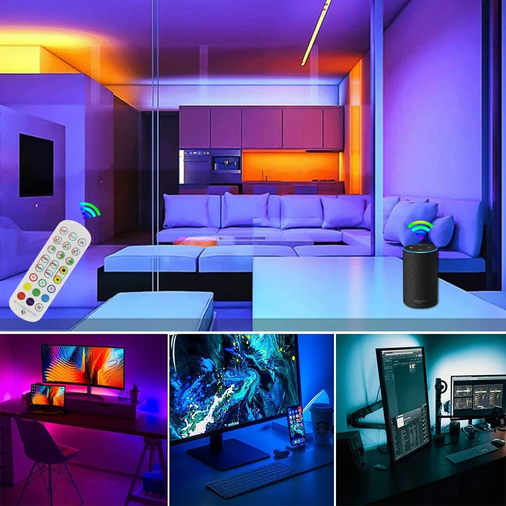 Bluetooth RGB LED Strip Light, Diode Ribbon for Room, TV Backlight, Neon Lamp, Christmas Lighting String, USB Tape, 5050