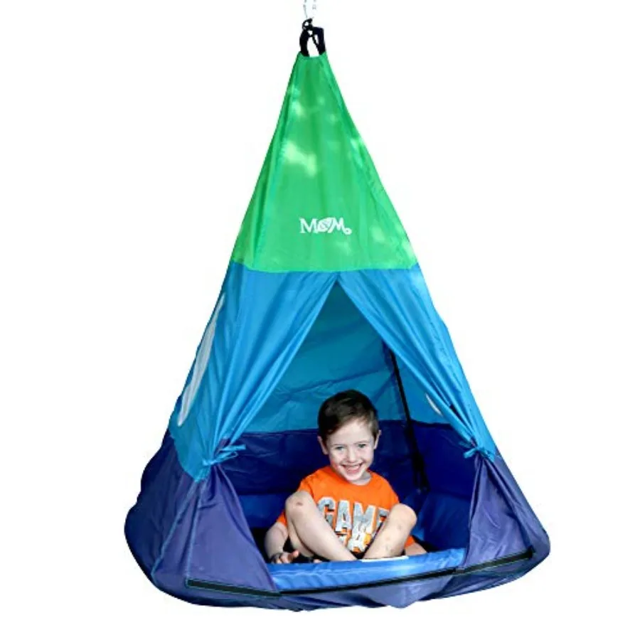 Balançoire de tente tipi extérieure pour entreprises de vente, plate-forme en textilène de 39 pouces, tente détachable colorée, Fort d'arbre suspendu, 250 lb, S