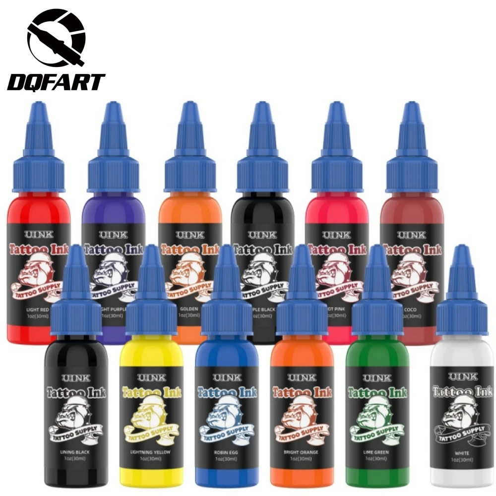 DQFART UINK 30ml 12Pcs/Set Safe Tattoo Ink High-quality Long-lasting Professional Artists Body Art Creative Designs Beginner