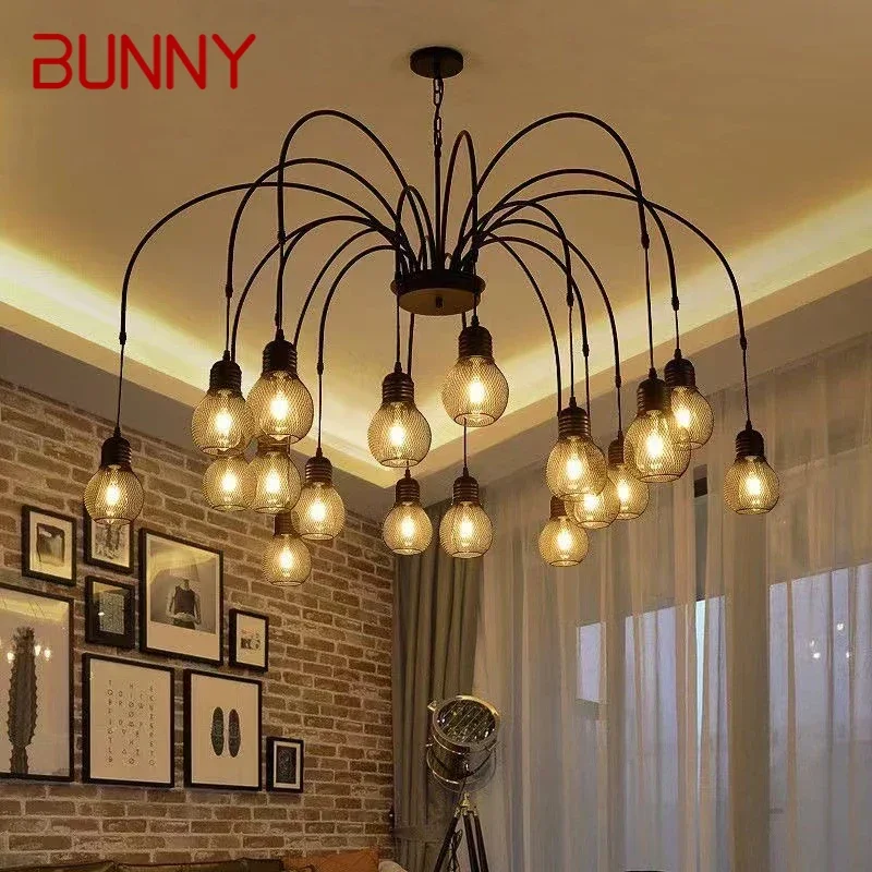 BUNNY American Retro Pendent Lamp Industrial Wind Living Room Restaurant Loft Clothing Store Cafe Bar Box Homestay Chandelier