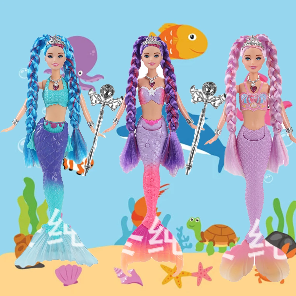 

36 см красочные длинные волосы куклы-русалки с подсветкой музыкальная рыбка игрушка 1/6 BJD кукла-русалка игровой домик игрушка подарок на день рождения быстрая доставка