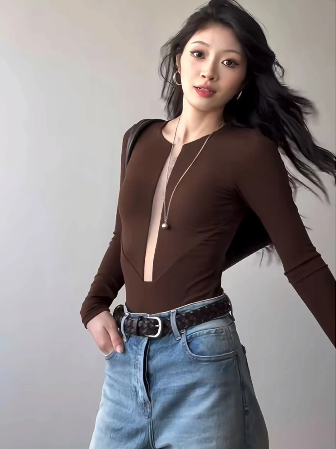 

Сексуальный длинный комбинезон-комбинезон с глубоким v-образным вырезом в американском стиле ретро, женские облегающие базовые длинные брюки с высокой талией