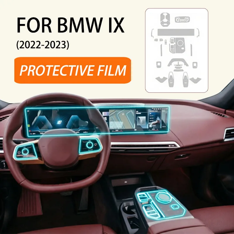For BMW IX 2022 2023 Car Interior Center Console Navigation TPU Anti-scratch Protective Film Transparent Automotive Sticker