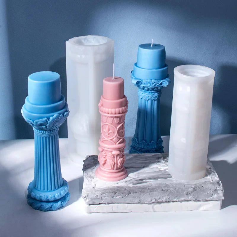 1PC Roman Column Aromatherapy Candle Silicone Mold DIY Aromatherapy Plaster Home Decoration Ornaments Mold Reusable Silicone