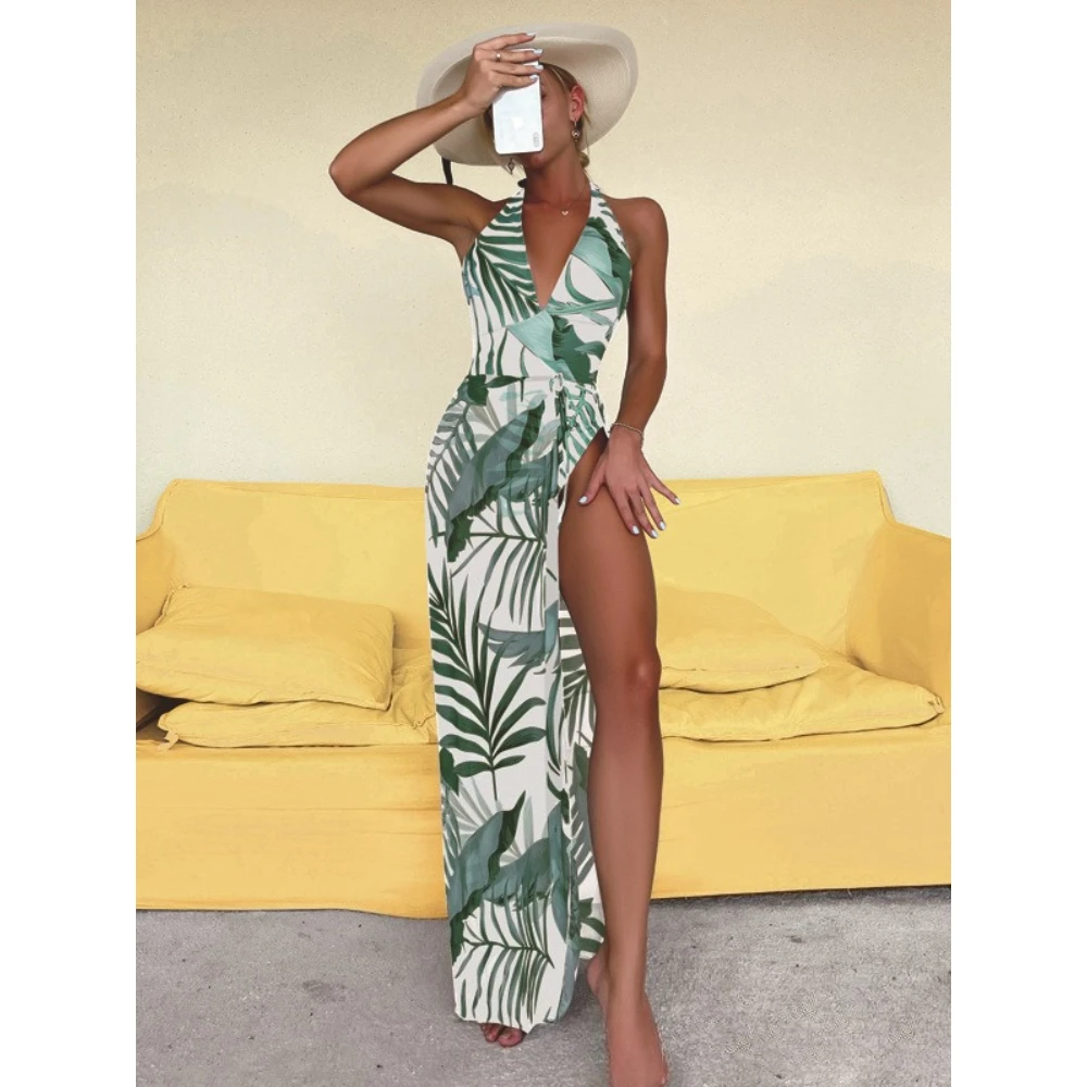 2026 Halter Deep V‑Neck Long C - огляд і ціна Printed Wrap Skirt
