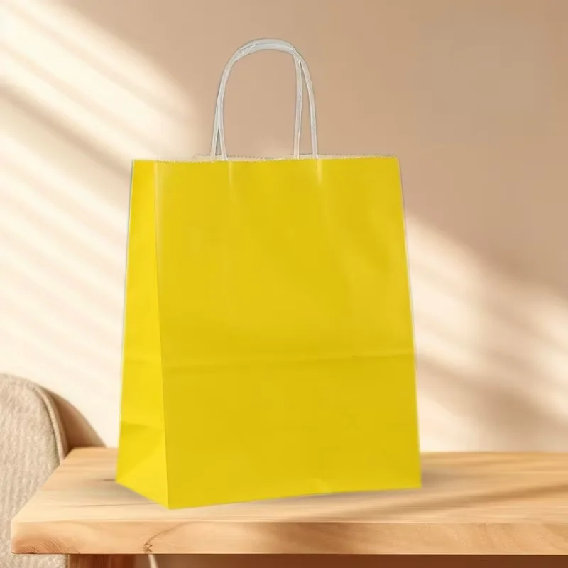 20 Stück anpassbare Logo-Kraftpapiertüten mit Griffen, Geschenkverpackungsbeutel für Geschäft, Kleidung, Hochzeit, Weihnachten, Lieferungen, Handtaschen – Detail 17